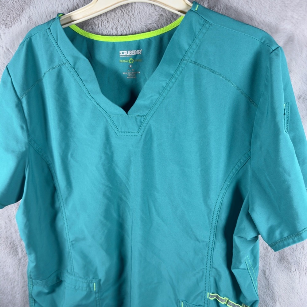 Scrubstar Premium Women XL Teal V-Neck Scrub Top Ethical Fabric‎ RN93643